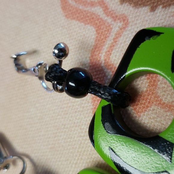 Vintage Earrings Wood Earrings Rope Earrings Beaded Earrings Dangle Earrings - Picture 7 of 10